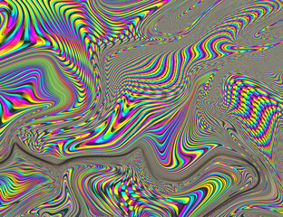Psychedelic Rainbow Background LSD Colorful Wallpaper. Abstract Hypnotic Illusion. Hippie Retro Texture - obrazy, fototapety, plakaty