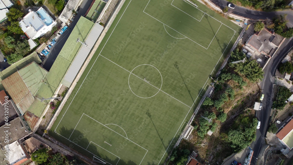 Wall mural Aerial view of soccer field