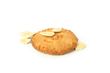 Tasty pumpkin cookie isolated on white background