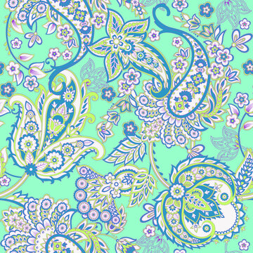 Damask paisley seamless vector pattern. Floral textile background © antalogiya