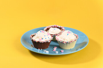 Ice cream in chocolate muffins.