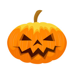 Halloween pumpkin carved isolated. Vector flat illustration.