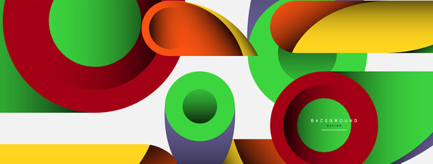 Fototapeta premium Abstract background. Minimal geometric circles and round style shapes with deep shadow effects. Trendy technology business template for wallpaper banner or background