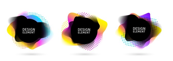 Set of abstract modern graphic elements. Dynamical colored forms and line. Gradient abstract banners with flowing liquid shapes. Template for the design of a logo, flyer or presentation. Vector.