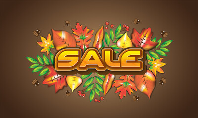 Autumn sale background with oranges leaves