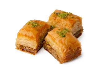 Delicious sweet baklava isolated on white background