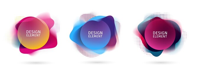 Set of abstract modern graphic elements. Dynamical colored forms and line. Gradient abstract banners with flowing liquid shapes. Template for the design of a logo, flyer or presentation. Vector.