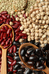Concept of food with beans, all over background