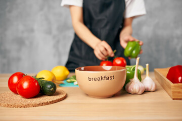 housewife Cooking healthy eating cutting board