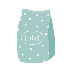 Pack of flour illustration. Hand drawn cute bag vector. Ingredient for baking. Retro doodle drawing. Paper packet