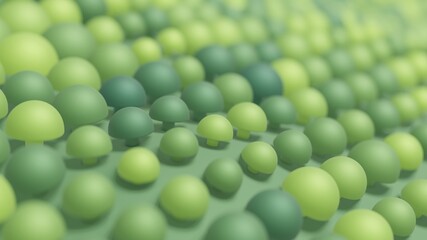 Abstract 3D Render Illustration  Background design with Colorfull Green Buttons.