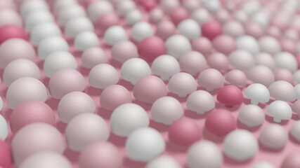 Abstract 3D Render Illustration  Background design with Colorfull Pink Buttons.