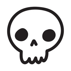 Hand drawn cartoon doodle skull. Funny cartoon skull isolated on white background.