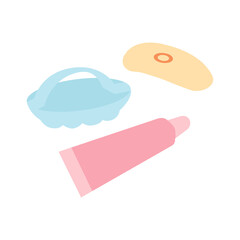 Tubes and vials of cosmetics for beauty and care. A flat style vector illustration.