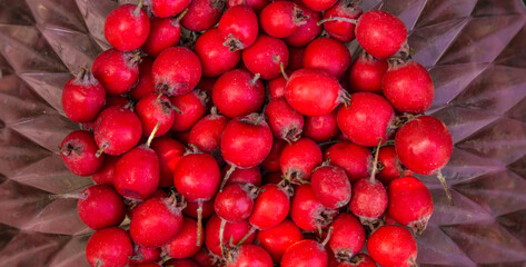 Rose hips, rose hips background, types of rose hips. The composition of medicinal plants and herbs. Scarlet berries of a shipshina close up. High quality photo