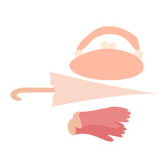 bag, umbrella, and gloves to protect skin from the sun with vector illustration design.