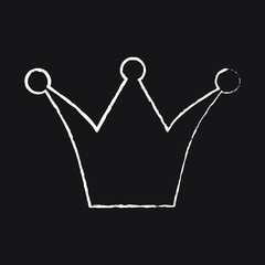 Princess crown or unicorn pony Icon design, white chalk. Draw a picture on the blackboard.