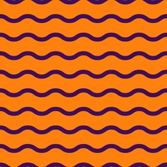 Purple and orange wave pattern. Wave line pattern. Seamless wavy texture. Vector illustration. Halloween background.