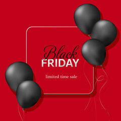 Red Friday Sale banner with Balloons