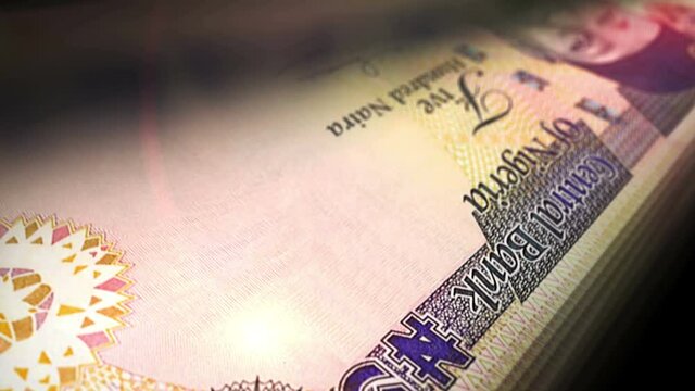 Nigerian Naira money counting. NGN banknotes. Fast cash note count macro loop. Business and economy loopable and seamless concept in Nigeria.