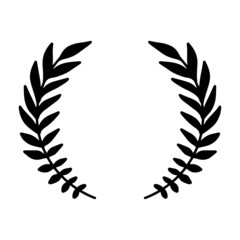 Laurel wreath. Vector hand drawn laurel wreath isolated on white background. Doodle style. Silhouette floral frame.