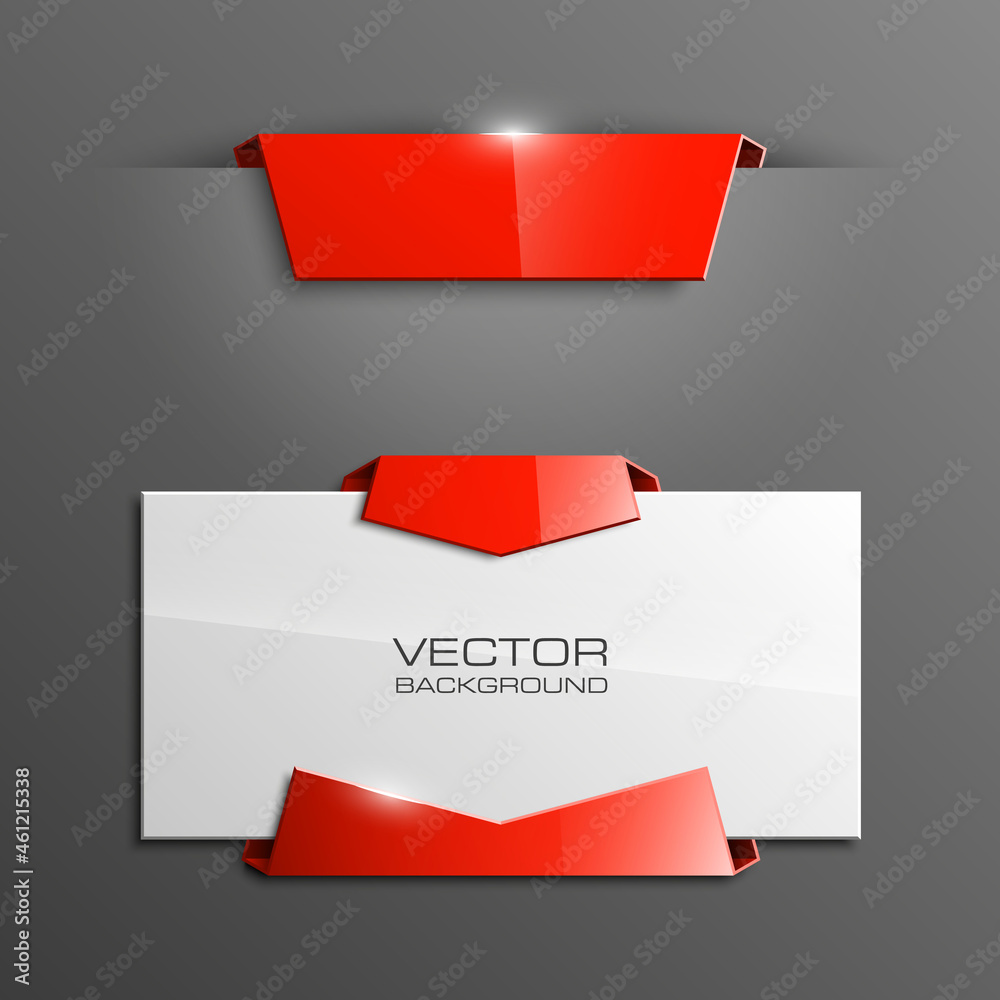Poster Vector abstract banner. The original form as two form, overlapping. The flat image. Advertising Design shape. Vector label tag.