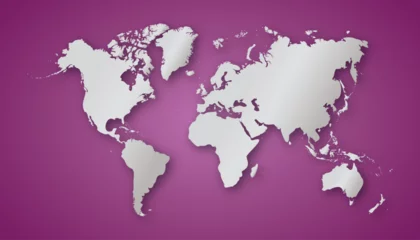 Wandcirkels aluminium vector silver world map on pink background © agrus