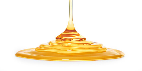 Realistic isolated 3d liquid honey flows in honey puddle