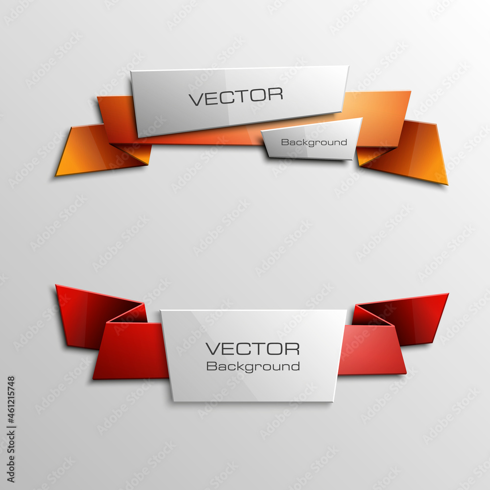 Aufkleber Vector abstract ribbon banner. The two original rectangular form. The flat band image. Advertising Design shape. Vector label tag.