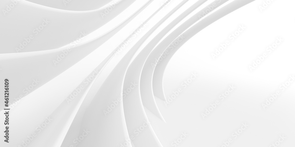 Fototapete abstract of white lines background, minimal dynamic shape, 3d rendering.