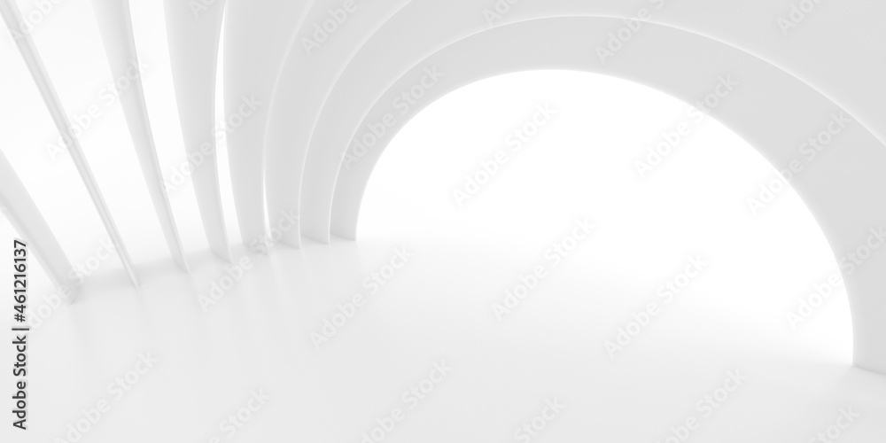 Poster Abstract of white lines background, Minimal dynamic shape, 3d rendering.
