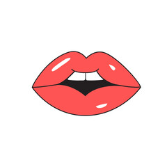 Lips icon isolated on white background. Lips for web site, t shirt, logo and decoration. Creative art concept, vector illustration, eps 10