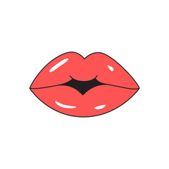 Lipstick kiss isolated on white background. Lipstick kiss for t shirt, label, poster and placard. Creative art concept, vector illustration
