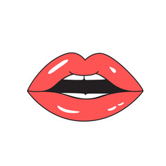 Lips icon isolated on white background. Lips for web site, t shirt, logo and decoration. Creative art concept, vector illustration, eps 10