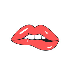 Lips icon isolated on white background. Lips for web site, t shirt, logo and decoration. Creative art concept, vector illustration, eps 10