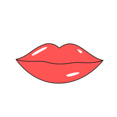 Lipstick kiss isolated on white background. Lipstick kiss for t shirt, label, poster and placard. Creative art concept, vector illustration