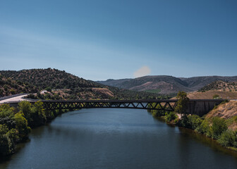 Iron bridge over a huge river between Spain and Portugal