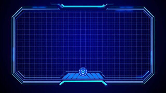 Abstract Loop futuristic background. Blue glowing technology sci fi frame. HUD, UI, GUI futuristic user interface screen elements. High tech screen video game. Sci-fi. futuristic screen system virtual