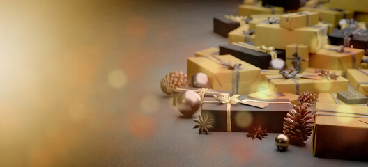 Christmas background with christmas decoration - 3d rendering