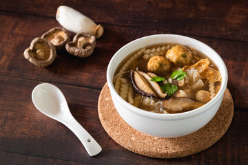 Chinese braised fish maw soup with shiitake mushrooms, Chinese vegetarian food festival