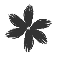 Six-petaled flower in grunge style for design or icons