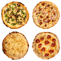 Set of delicious neapolitan pizza isolated on white background