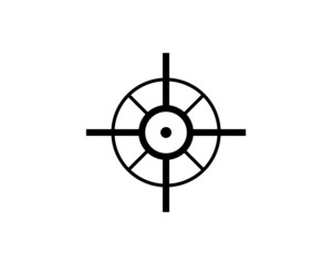 Obraz premium Aim icon flat. Illustration isolated on white background. Vector black sign symbol.