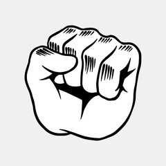 Cool pop art fist sticker  on a gray background vector