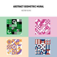 Abstract geometric mural. Vector pattern design with simple shape and figure. Minimalistic artwork poster in Scandinavian style.