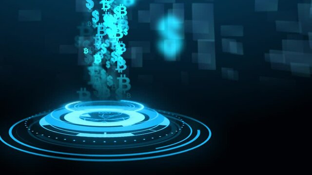 4K Digital Interface HUd Globe map Cyberspace Loop Background. global Bitcoin Exchange, politics, economics, communication, business, travel, technology, internet, web, sport cosmos science
