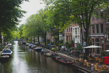 Fototapeta na wymiar canal and canal houses in Amsterdam 