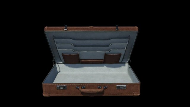 briefcase opens and closes, animation, transparent background