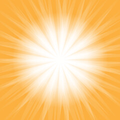 White light spread from the center on orange background. Sunburst rays explosion banner in comics, pop art style. Sunny sunshine with radiance sunlight bright solar jpeg illustration
