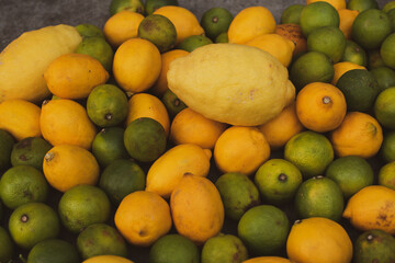 lemons and limes in the farmer's market 